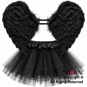 SET ALAS CON PLUMAS Y POLLERA NEGRO (9595A)